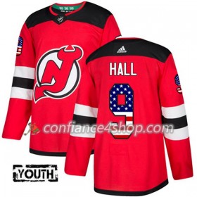 Adidas Maillot de Hockey New Jersey Devils Taylor Hall 9 2017-2018 Rouge USA Flag Fashion Authentic - Enfant